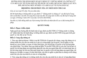 Nghị quyết 04/2012/NQ-HĐTP hướng dẫn Quy định Chứng minh và chứng cứ