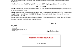 Quyết định 3056/QĐ-UBND năm 2012 công bố thủ tục hành chính Sở Nội Vụ Cần Thơ