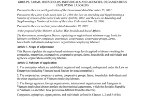 Decree No. 103/2012/ND-CP stimulating region-based minimum wage levels for labor