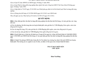 Quyết định 2640/2012/QĐ-UBND giá thóc thu thuế sử dụng đất nông nghiệp Hà Giang