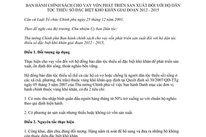 Quyết định 54/2012/QĐ-TTg chính sách cho vay vốn phát triển sản xuất