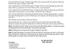 Thông tư 46/2012/TT-BGDĐT Chương trình Bồi dưỡng nghiệp vụ sư phạm