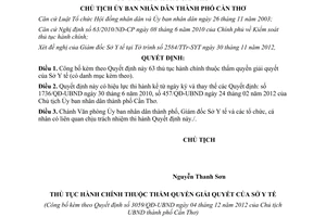 Quyết định 3059/QĐ-UBND năm 2012 công bố thủ tục hành chính Sở Y tế Cần Thơ