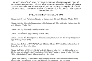 Quyết định 39/2012/QĐ-UBND sửa đổi Quy định ban hành kèm theo Quyết định 13/2010