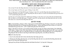 Nghị quyết 14/NQ-HĐND năm 2012 phát triển kinh tế xã hội vùng dân tộc thiểu số Khánh Hòa