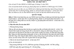 Nghị quyết 57/2012/NQ-HĐND nhiệm vụ phát triển kinh tế xã hội Lâm Đồng 2013