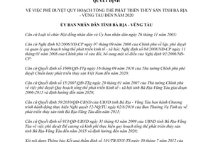 Quyết định 2640/QĐ-UBND 2012 tổng thể phát triển thủy sản 2020 Bà Rịa Vũng Tàu