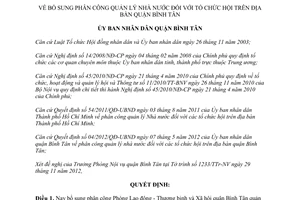 Quyết định 09/2012/QĐ-UBND bổ sung phân công quản lý nhà nước tổ chức hội