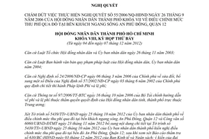 Nghị quyết 26/2012/NQ-HĐND chấm dứt việc thực hiện Nghị quyết 55/2006/NQ-HĐND