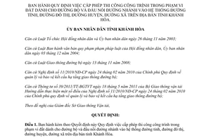 Quyết định 40/2012/QĐ-UBND cấp phép thi công công trình trong phạm vi đất