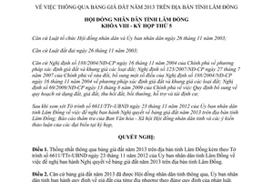 Nghị quyết 60/NQ-HĐND bảng giá đất 2013 tỉnh Lâm Đồng