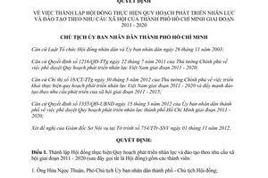 Quyết định 6187/QĐ-UBND 2012 thành lập Hội đồng phát triển nhân lực 2011-2020 Hồ Chí Minh