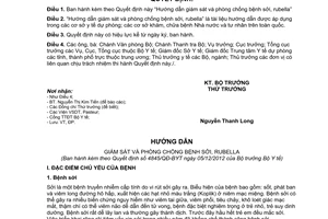 Quyết định 4845/QĐ-BYT năm 2012 hướng dẫn giám sát phòng chống bệnh sởi rubella