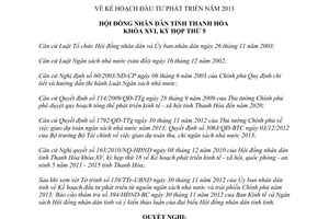 Nghị quyết số 40/2012/NQ-HĐND thông qua kế hoạch đầu tư phát triển năm 2013 Thanh Hóa