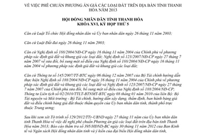 Nghị quyết số 42/2012/NQ-HĐND phê chuẩn phương án giá các loại đất Thanh Hóa 2013