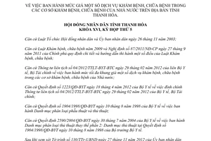 Nghị quyết 48/2012/NQ-HĐND giá dịch vụ khám chữa bệnh trong cở sở của nhà nước Thanh Hóa