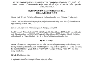Nghị quyết 29/2012/NQ-HĐND hỗ trợ mua bảo hiểm y tế người đồng bào dân tộc thiểu số Khánh Hòa