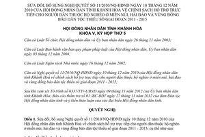 Nghị quyết 31/2012/NQ-HĐND sửa đổi 11/2010/NQ-HĐND hỗ trợ  người nghèo miền núi hải đảo Khánh Hoà