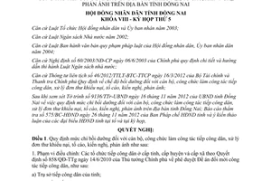 Nghị quyết 66/2012/NQ-HĐND chi bồi dưỡng cán bộ công chức tiếp công dân Đồng Nai