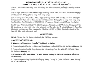 Nghị quyết số 33/2012/NQ-HĐND đặt tên đường và công trình công cộng Đà Nẵng