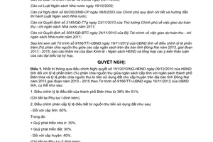 Nghị quyết số 48/2012/NQ-HĐND phân chia nguồn thu ngân sách Đồng Nai năm 2013