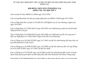 Nghị quyết 55/2012/NQ-HĐND mức thu lệ phí cấp biển số nhà tại Đồng Nai