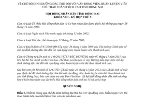 Nghị quyết 59/2012/NQ-HĐND chế độ dinh dưỡng thể thao thành tích cao Đồng Nai