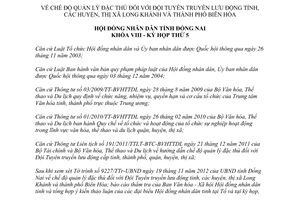 Nghị quyết 58/2012/NQ-HĐND chế độ quản lý Đội Tuyên truyền lưu động Đồng Nai