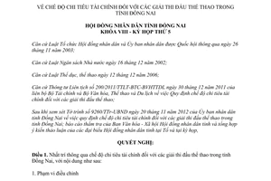 Nghị quyết 60/2012/NQ-HĐND chi tiêu tài chính các giải thi đấu thể thao Đồng Nai