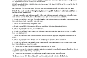 Thông tư 214/2012/TT-BTC  hệ thống chuẩn mực kiểm toán Việt Nam