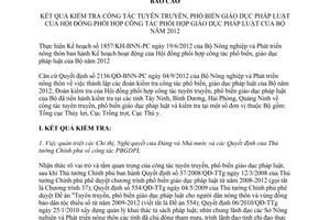 Báo cáo 5969/BC-BNN-PC kết quả kiểm tra công tác tuyên truyền phổ biến giáo dục