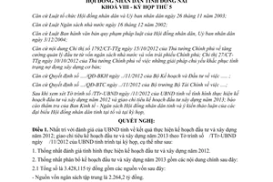 Nghị quyết 52/2012/NQ-HĐND giao chỉ tiêu kế hoạch đầu tư xây dựng Đồng Nai