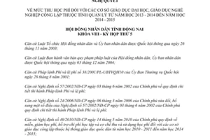 Nghị quyết số 61/2012/NQ-HĐND mức thu học phí đối với cơ sở giáo dục đại học