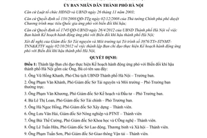 Quyết định 5646/QĐ-UBND Ban Chỉ đạo thực hiện hành động ứng phó Biến đổi khí hậu Hà Nội 2012