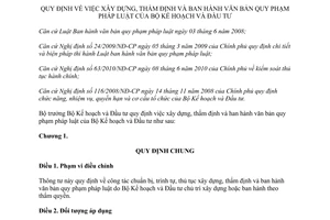 Thông tư 09/2012/TT-BKHĐT xây dựng thẩm định và ban hành văn bản