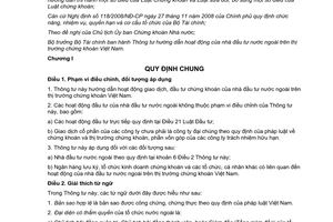 Thông tư 213/2012/TT-BTC hướng dẫn hoạt động của nhà đầu tư nước ngoài