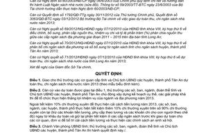 Quyết định số 62/2012/QĐ-UBND giao dự toán thu chi ngân sách nhà nước 2013 Long An