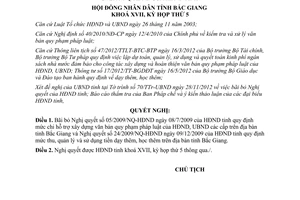Nghị quyết 30/NQ-HĐND bãi bỏ NQ 05/2009/NQ-HĐND và 24/2009/NQ-HĐND Bắc Giang