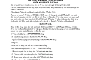 Nghị quyết số 79/2012/NQ-HĐND giao chỉ tiêu vốn đầu tư xây dựng Kiên Giang