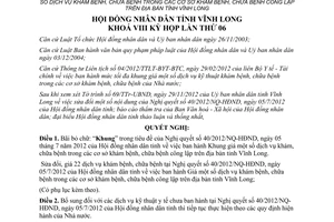 Nghị quyết 50/2012/NQ-HĐND sửa đổi giá dịch vụ khám chữa bệnh Vĩnh Long