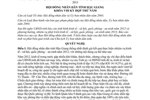 Nghị quyết 22/2012/NQ-HĐND tình hình kinh tế xã hội quốc phòng Hậu Giang