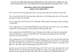 Nghị quyết 19/2012/NQ-HĐND phân cấp thu chi ngân sách các cấp Bình Định