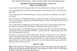 Nghị quyết 18/2012/NQ-HĐND thị trấn Phú Mỹ Bà Rịa đạt tiêu chuẩn đô thị loại IV