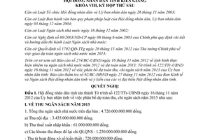 Nghị quyết số 82/2012/NQ-HĐND phân bổ dự toán thu chi ngân sách Kiên Giang 2013