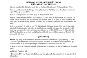 Nghị quyết số 83/2012/NQ-HĐND mức trích từ các khoản thu hồi nộp vào ngân sách