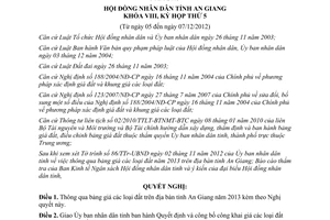 Nghị quyết 15/2012/NQ-HĐND thông qua bảng giá các loại đất 2013 An Giang