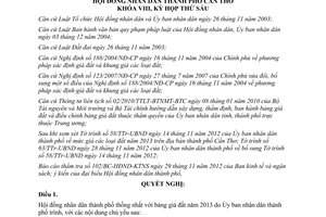 Nghị quyết 13/2012/NQ-HĐND ý kiến bảng giá đất năm 2013 của thành phố Cần Thơ