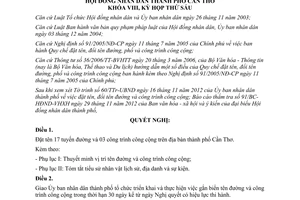 Nghị quyết 17/2012/NQ-HĐND đặt tên đường và công trình công cộng của Cần Thơ