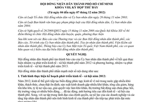 Nghị quyết 28/2012/NQ-HĐND nhiệm vụ kinh tế xã hội năm 2013 TP Hồ Chí Minh