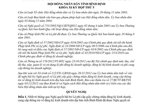 Nghị quyết 26/2012/NQ-HĐND bãi bỏ Lệ phí cấp giấy chứng nhận đăng ký kinh doanh